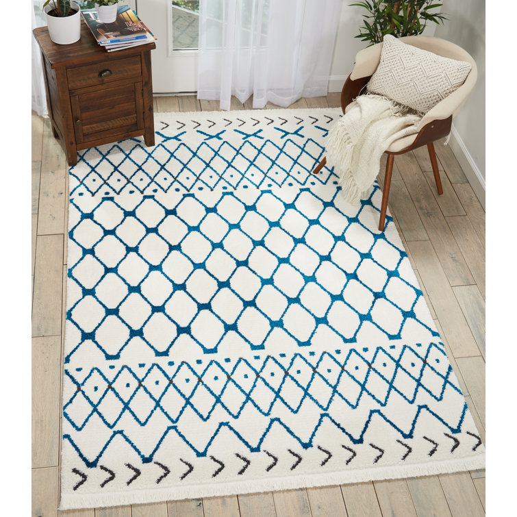 Bloomsbury Market Beacham White/Blue Rug & Reviews Wayfair.co.uk